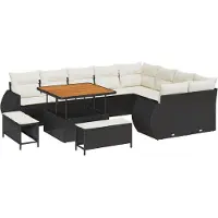 vidaXL Tuinbank Set 12 st 12-Aantal zitplaatsen Zwart en Crème