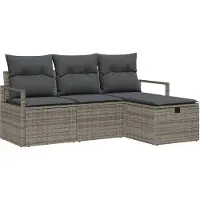 vidaXL Bankstel 4 st 4-Aantal zitplaatsen Grijs poly rattan