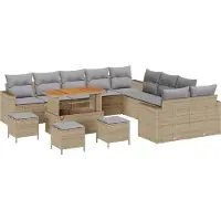 vidaXL Tuinbank Set 18 st 11-Aantal zitplaatsen Beige en Lichtgrijs