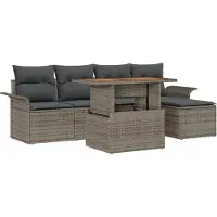 vidaXL Tuinbank Set 6 st Grijs Poly rattan