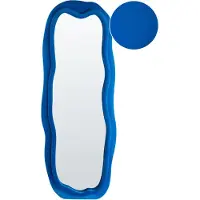 Beliani BEAUNE - Wandspiegel - Blauw - Fluweel/MDF