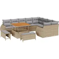 vidaXL Tuinbank Set 12 st 12-Aantal zitplaatsen Beige en Lichtgrijs