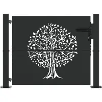 vidaXL Tuinpoort 110 x 105 cm Poedercoated staal Zwart Vergrendelbaar