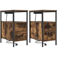 vidaXL Nachtkastje 2 st Rook Eiken 30 x 48 x 61 cm Bewerkt hout