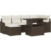vidaXL Tuinbank Set 7 st Bruin [Synthetisch]: Poly Riet