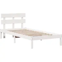 vidaXL Bedframe met hoofdeinde, wit, 100 x 200 cm, massief grenenhout