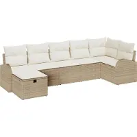 vidaXL Tuinbank Set 7 st Beige poly rattan