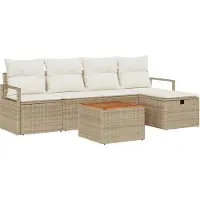vidaXL Tuinbank Set 6 st Beige poly rattan