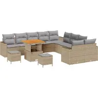vidaXL Tuinbank Set 17 st 10-Aantal zitplaatsen Beige en Lichtgrijs