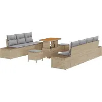 vidaXL Tuinbank Set 10 st Beige poly rattan
