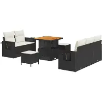 vidaXL Tuinbank Set 8 st Zwart poly rattan