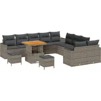 vidaXL Tuinbank Set 17 st 10-Aantal zitplaatsen Grijs poly rattan