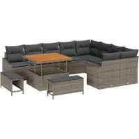 vidaXL Tuinbank Set 12 st Grijs poly rattan