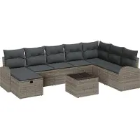 vidaXL Tuinbank Set 9 st Grijs poly rattan