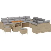 vidaXL Tuinbank Set 17 st 10-Aantal zitplaatsen Beige en Lichtgrijs