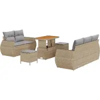 vidaXL Tuinbank Set 8 st Beige poly rattan