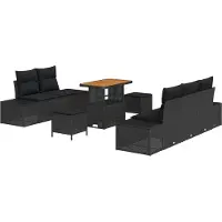 vidaXL Tuinbank Set 8 st Zwart poly rattan
