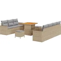 vidaXL Tuinbank Set 10 st 7-Aantal zitplaatsen Beige en Lichtgrijs