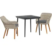 vidaXL Tuinset, 3-delig, lichtgrijs, polyrotan