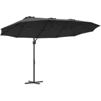 vidaXL Parasol Zwart 372 x 198 x 243 cm Polyester en Aluminium