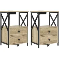 vidaXL Nachtkastje 2 st Sonoma Eik 40 x 31 x 60 cm Bewerkt hout