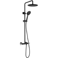 Sapho Solaris Douchecombinatieset met thermostatische mengkraan, zwart mat/chroom