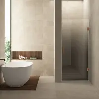 Wiesbaden Nisdeur rechts less 80x200 cm 8 mm nano spiegelrook- naar helder glas geborsteld brons koper