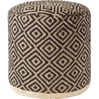 Homescapes Aztec Style Jute Poef - Ronde kruk zwart naturel, 40x45 cm