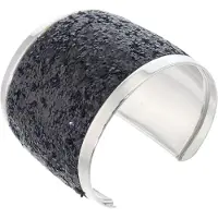 Behave – Bangle – Zwart – Zilverkleurig – Glitterafwerking – Statement – Nikkelvrij