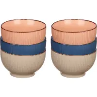 Vivalto Kommetjes/serveer schaaltjes - 6x stuks - Mistique - porselein - D14 x H8 cm - zalm roze - blauw - beige - Stapelbaar