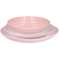 PlasticForte camping borden set - roze - kunststof - 3 soorten - 12x stuks - onbreekbaar servies