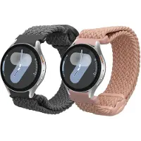 Kwmobile Horlogebandjes geschikt voor Samsung Galaxy Watch 4 / 5 / 6 Galaxy Watch 7 / FE - 2 x Nylon Smartwatch bandje in grijs / oudroze.