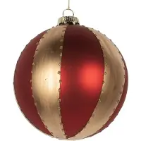 Clayre & Eef Kerstbal Overig Ø 6x6 cm Goudkleurig Rood Glas Kerstballen