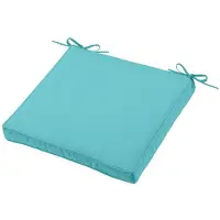 Stof Textile Tuin stoelkussen Hawai - turquoise blauw - 40 x 40 x 5 cm - touwtjes sluiting - voor buiten en binnen - zitkussens plat