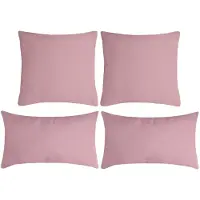 Stof Textile sierkussen Nelson - set 4x - roze - 2 formaten - bank kussens - polyester