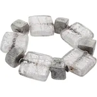 Behave – Armband – Transparant – Grijs – Glaslook – Elastisch – Handgemaakt