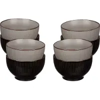 Vivalto Kommetjes/serveer schaaltjes - 8x stuks - Mistique - porselein - D14 x H8 cm - grijs - zwart - Stapelbaar