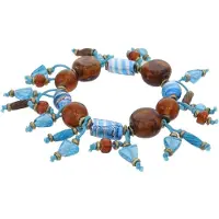 Behave – Armband – Blauw Bruin – Goudkleurig – Ibiza stijl – Handgemaakt – Glaskralen