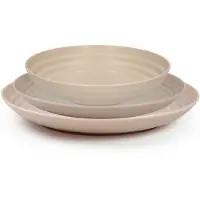 PlasticForte camping borden set - beige - kunststof - 3 soorten - 24x stuks - onbreekbaar servies