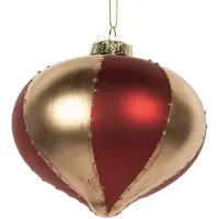 Clayre & Eef Kerstbal Overig Ø 10x10 cm Goudkleurig Rood Glas Kerstballen