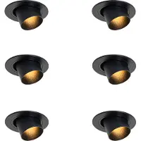 QAZQA Set van 6 inbouwspots zwart GU10 35mm rond kantelbaar - Installa