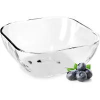 Kadax Glazen kom, vierkante fruitschaal van robuust glas, slakom in 3 verschillende maten, vaatwasmachinebestendige glazen schaal, transparante snackschaal voor fruit (13,5 cm, 1 stuk)