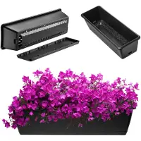 Kadax Bloembak 60 cm antraciet - Kunststof plantenbak met onderzetter - Duurzaam en onderhoudsvriendelijk - Voor bloemen en kruiden buiten