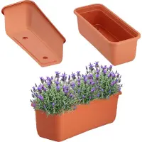 Kadax Bloembak 40 cm, terracotta, balkonbak van hoogwaardige kunststof, plantenbak voor binnen en buiten, bloempot voor balkon, terras en vensterbank