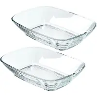 Kadax Glazen kom, 230 ml slakom van glas, vaatwasmachinebestendige fruitschaal, snackschaal voor maaltijden en feesten, glazen schaal voor het serveren van salade (14,3 x 10,5 cm, 2 stuks)