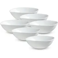 Kadax Witte glazen kom, slakom, hoekig, wit, geschikt voor magnetron, serveerschaal voor salades, soepen, voorgerechten, fruit (15 cm, 6 stuks)