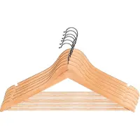 Kadax Kleerhanger met twee inkepingen van hout, garderobehanger voor kleding, overhemd, pak, broek, rok, 360° draaibare haak van metaal, ruimtebesparend, jashanger (6)