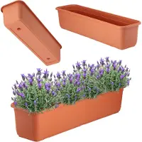 Kadax Bloembak 60 cm, terracotta, balkonbak van hoogwaardige kunststof, plantenbak voor binnen en buiten, bloempot voor balkon, terras en vensterbank