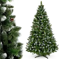 Kadax kunstkerstboom, 180 cm, met rijm en kegeltjes, groene dennenboom met 391 takken