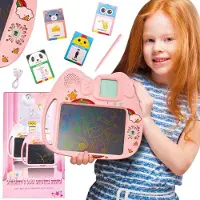 Sun baby Tekentablet voor kinderen en Engels-leerspeelgoed Roze – 8 inch, 112 dubbelzijdige kaarten voor Engels leren, stylus, geluidsweergave, meerkleurig